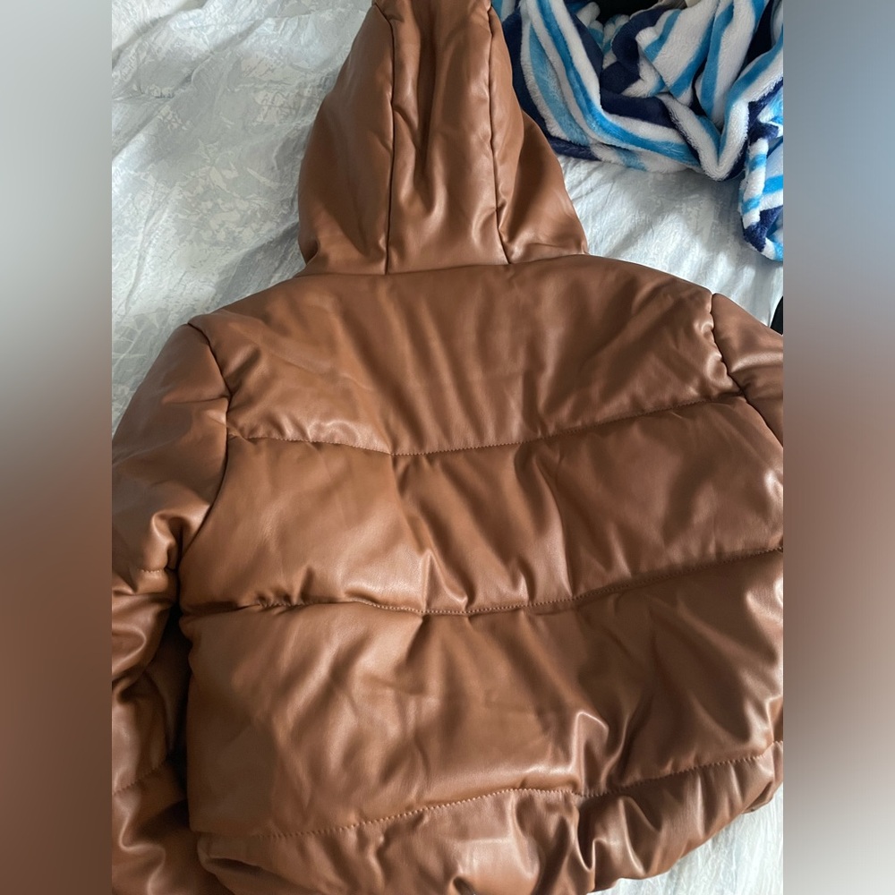 Ambiance outwear jacket, brown leather, size small